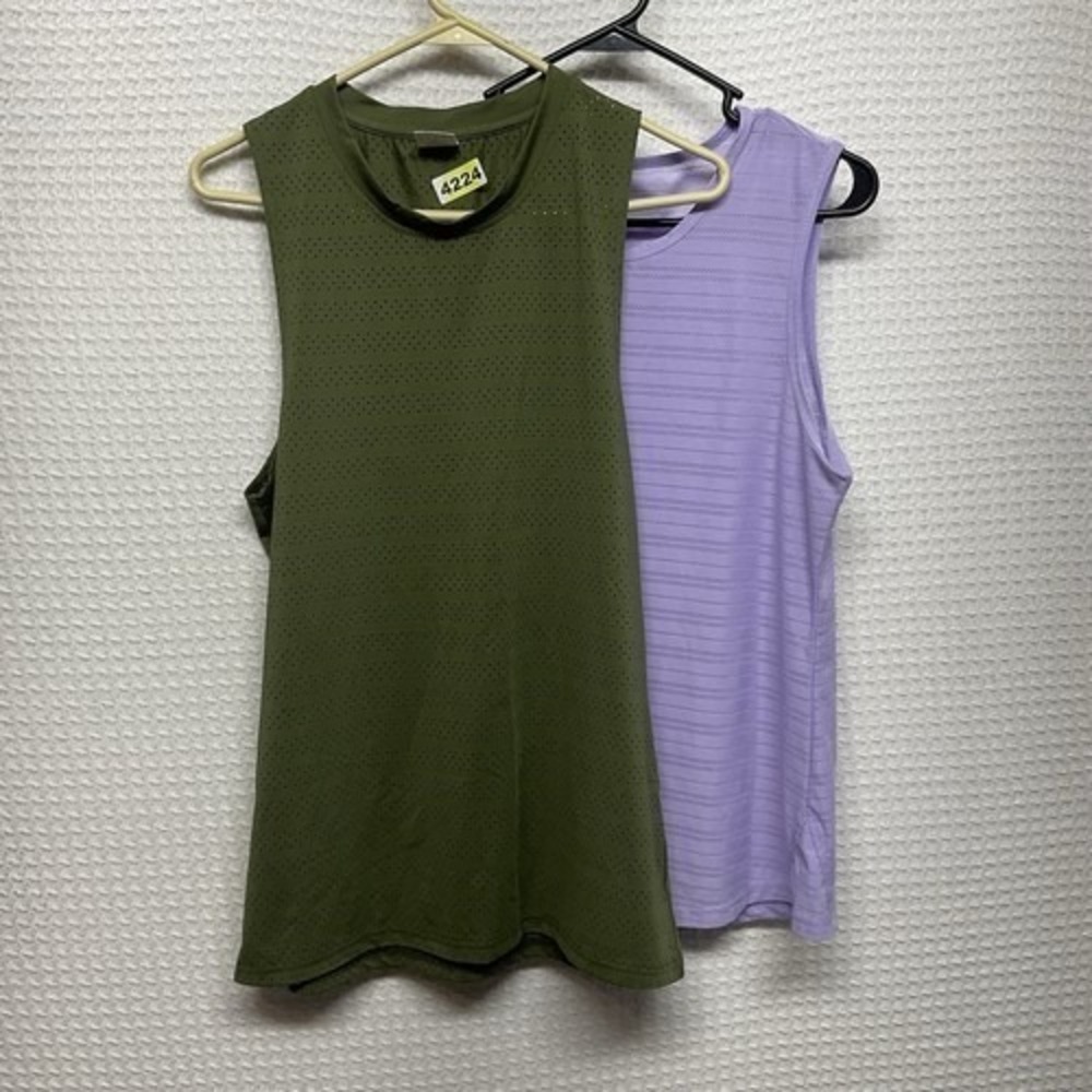 Zyia Active Green/Purple Lot of 2 Tank Top Women Medium China Polyester/Spandex